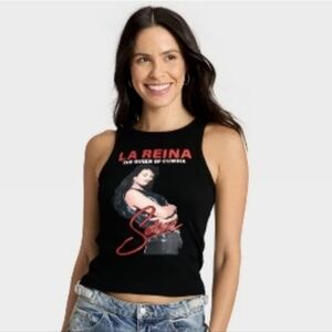La Reina Selena Graphic Black Tank Top